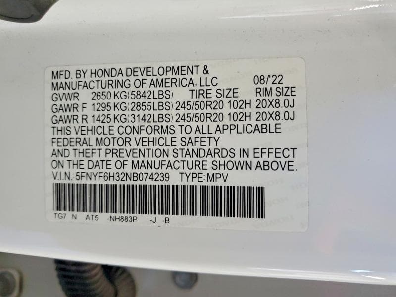 2022 HONDA PILOT SPORT 14