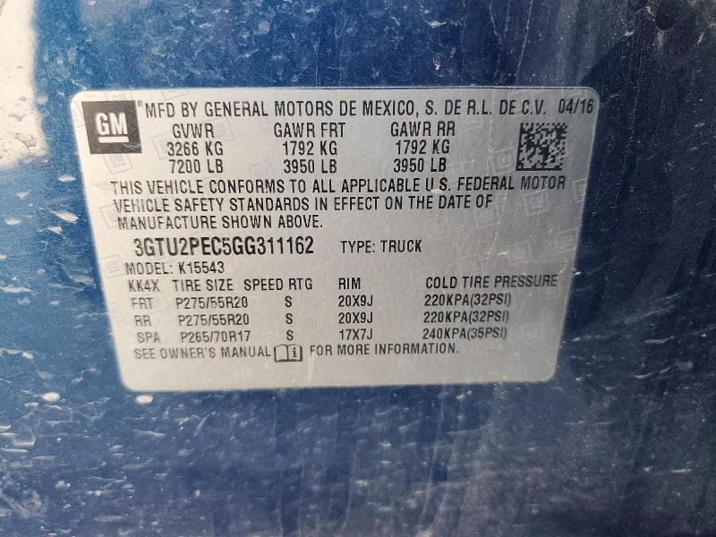 2016 GMC SIERRA K1500 DENALI K1500 DENALI 12