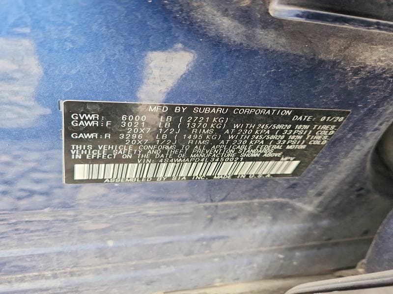 2020 SUBARU ASCENT LIMITED 12