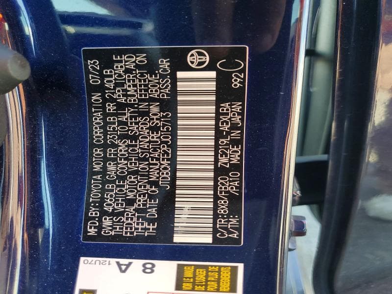 2023 TOYOTA COROLLA HYBRID LE LE 12