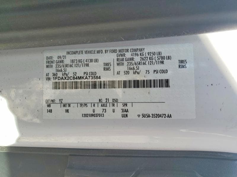2021 FORD TRANSIT T-350 13
