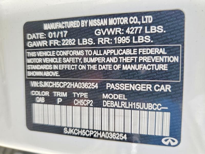 2017 INFINITI QX30 BASE 12