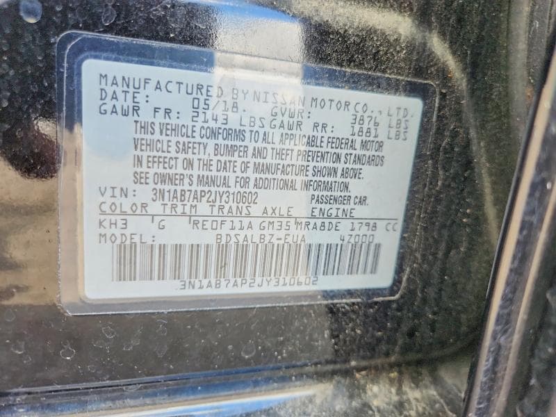 2018 NISSAN SENTRA S 12