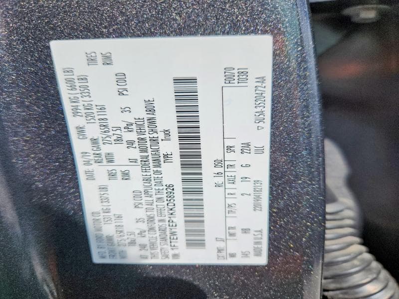 2019 FORD F150 SUPERCREW 12