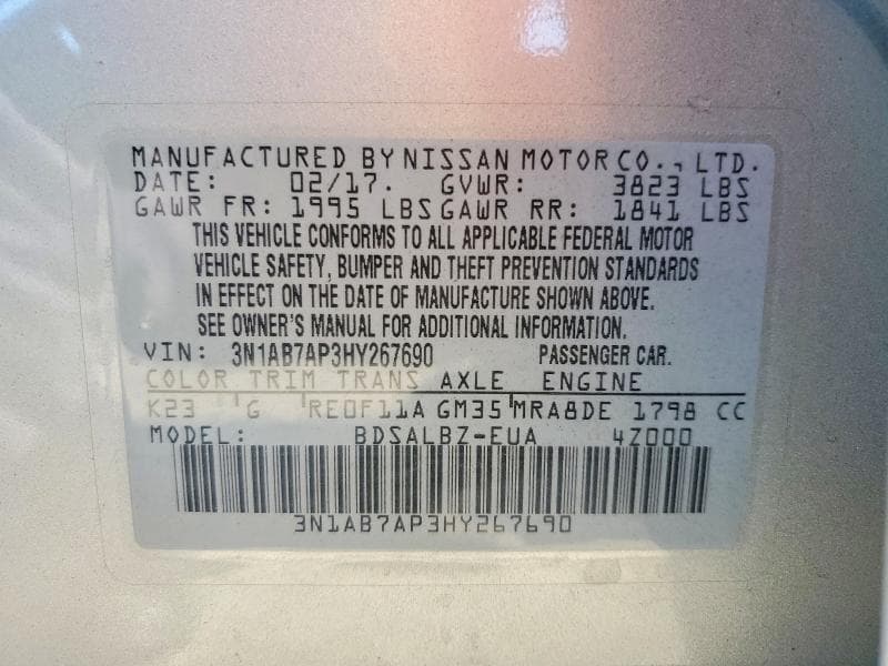2017 NISSAN SENTRA S 13