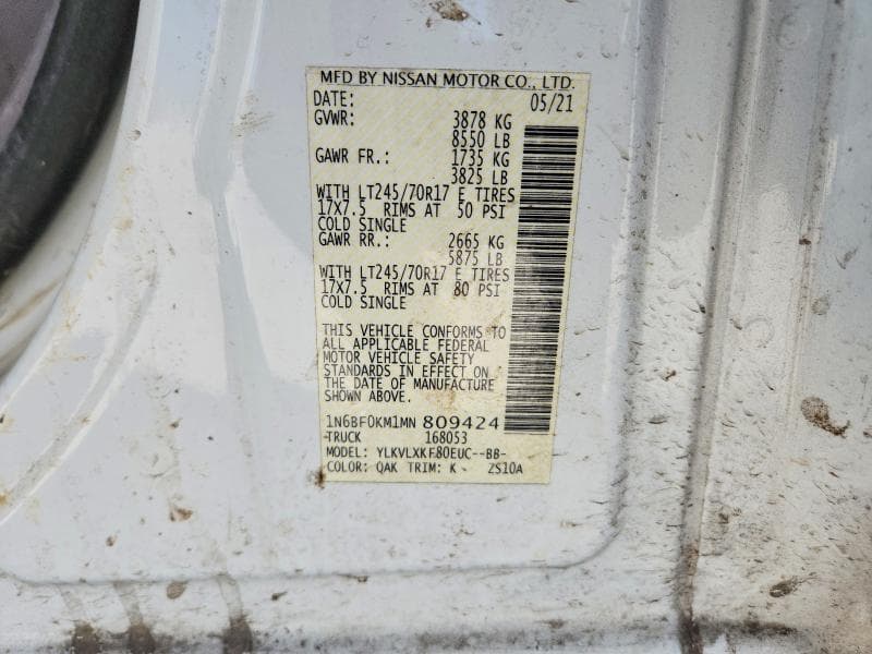 2021 NISSAN NV 1500 CARGO 1500 15