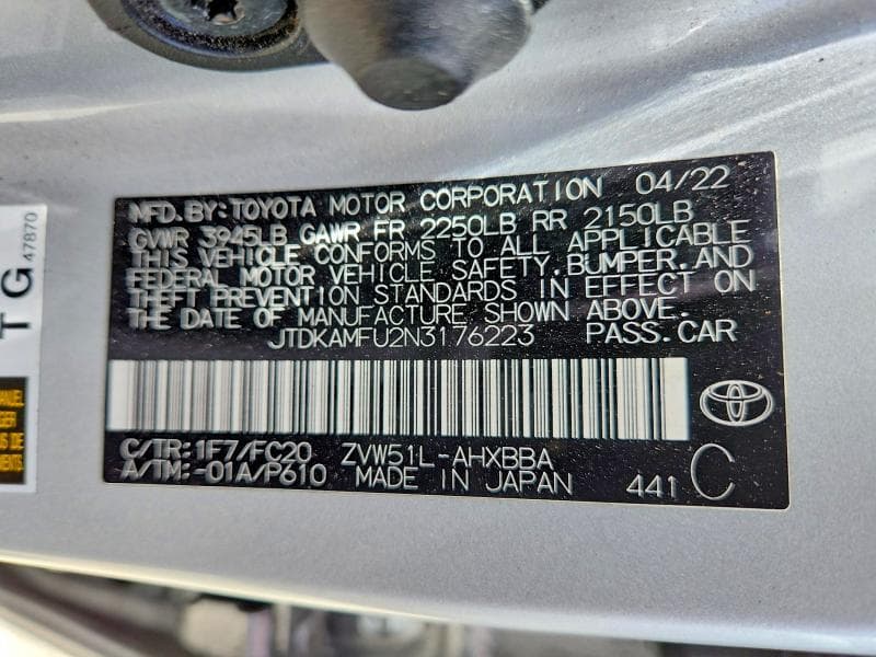 2022 TOYOTA PRIUS L ECO 13