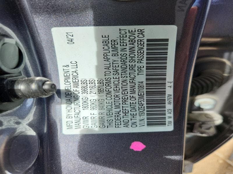 2021 HONDA INSIGHT EX 12