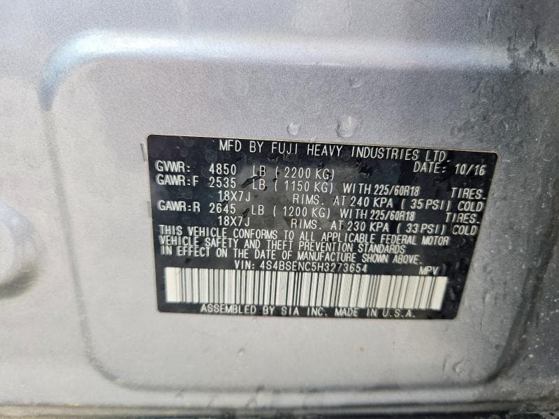 2017 SUBARU OUTBACK 3.6R LIMITED 12
