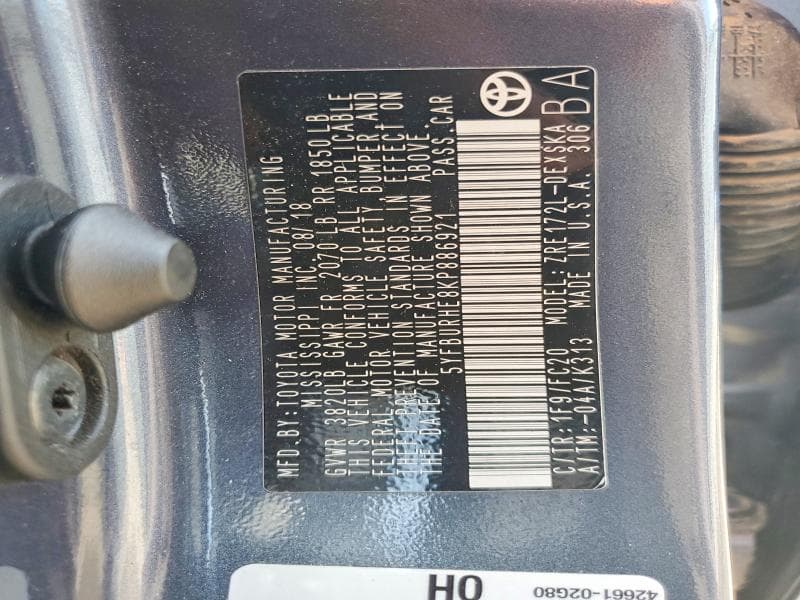 2019 TOYOTA COROLLA SE 12