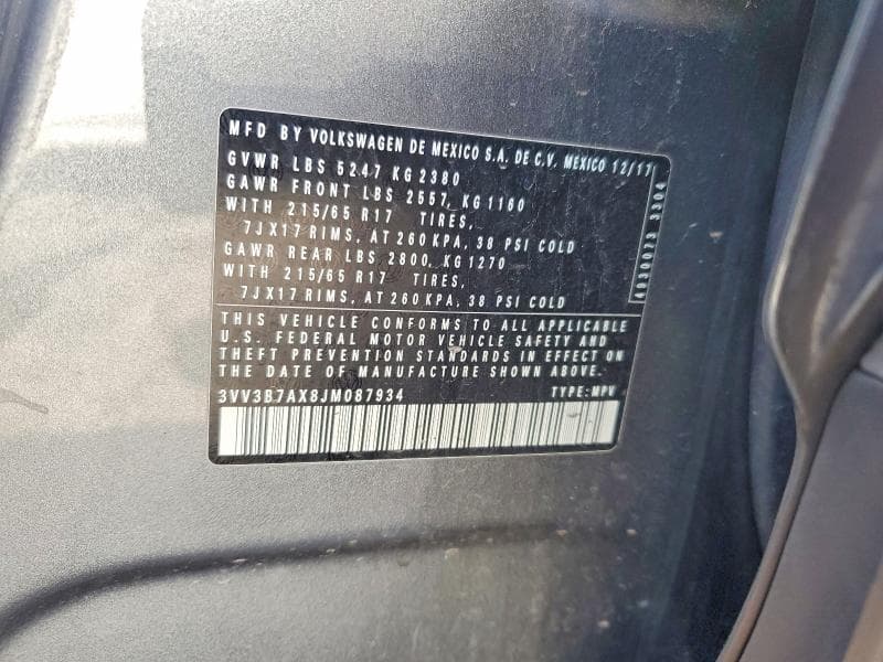 2018 VOLKSWAGEN TIGUAN SE 12