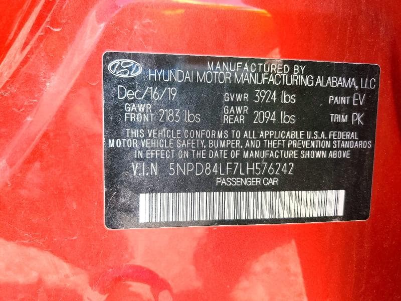 2020 HYUNDAI ELANTRA SEL SEL 12