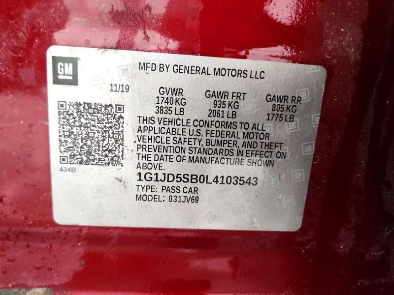 2020 CHEVROLET SONIC LT 12