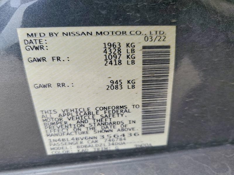 2022 NISSAN ALTIMA 12
