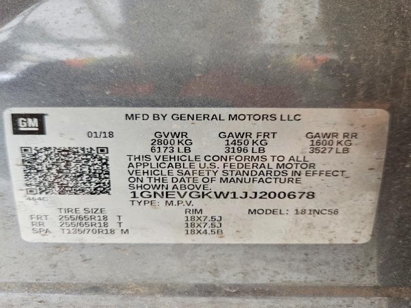 2018 CHEVROLET TRAVERSE LT LT 14