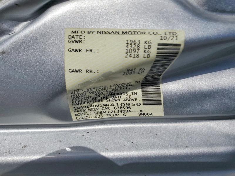 2021 NISSAN ALTIMA SV SV 12