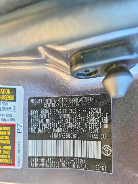 2016 TOYOTA CAMRY SE SE 12