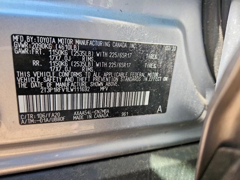 2020 TOYOTA RAV4 XLE XLE 12