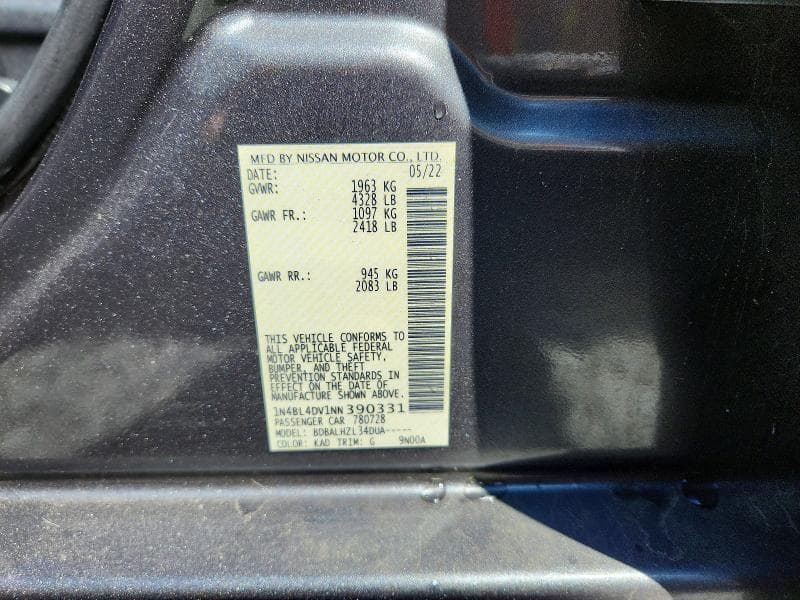 2022 NISSAN ALTIMA SV SV 12