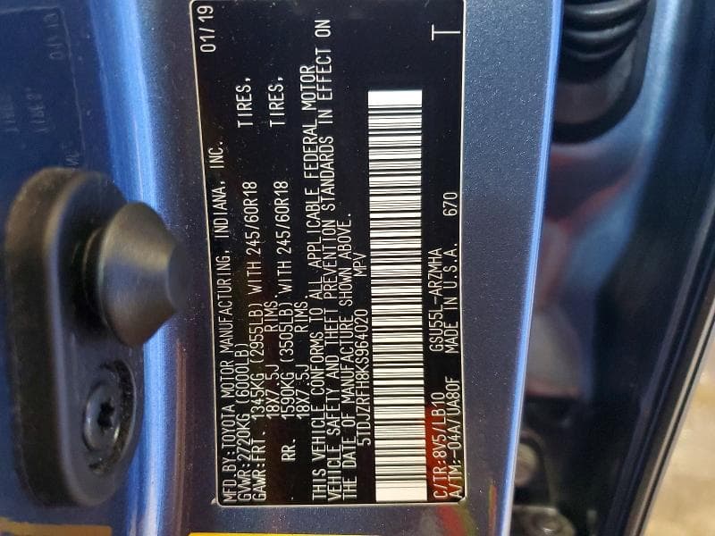 2019 TOYOTA HIGHLANDER XLE XLE 13