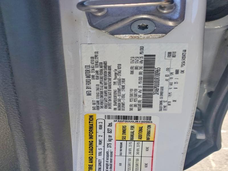 2018 FORD FUSION S HYBRID S HYBRID 12