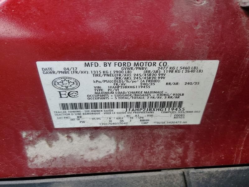 2017 FORD TAURUS LIMITED LIMITED 13