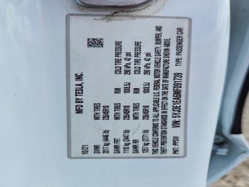 2021 TESLA MODEL 3 13