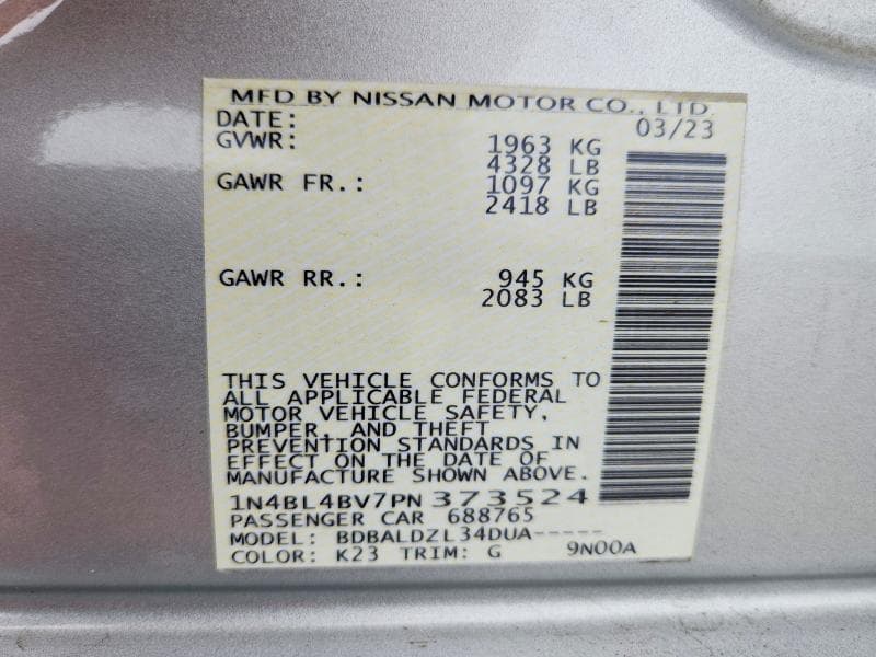 2023 NISSAN ALTIMA S 13