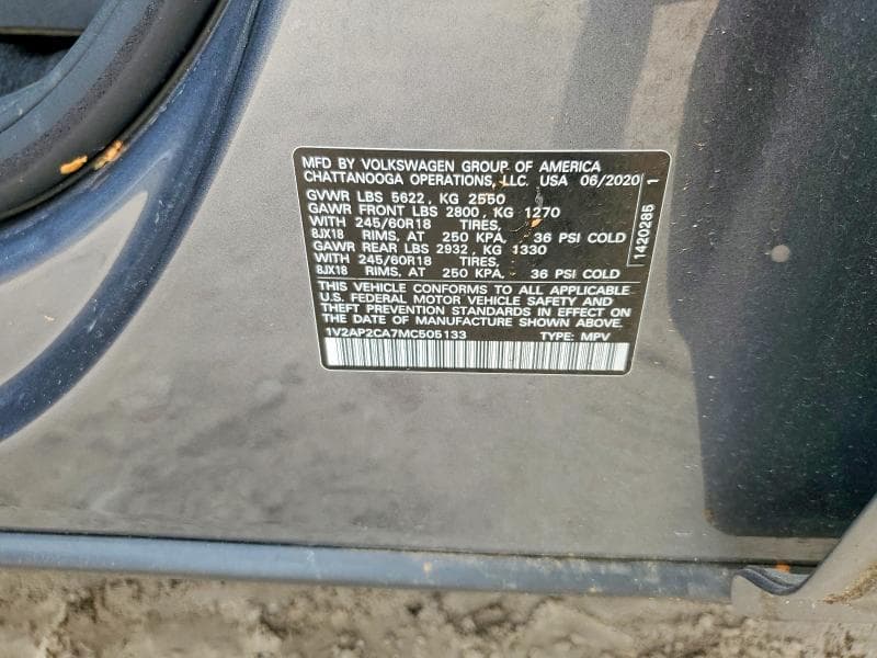 2021 VOLKSWAGEN ATLAS S 14
