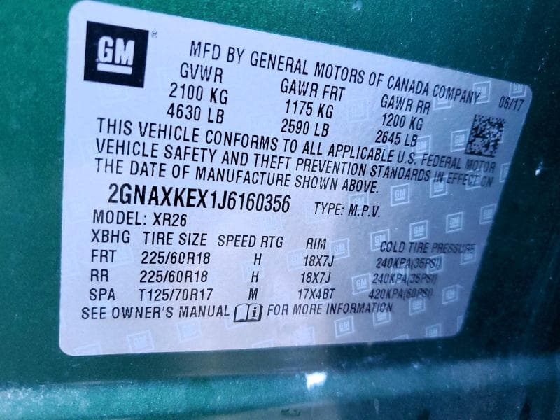 2018 CHEVROLET EQUINOX LT 13