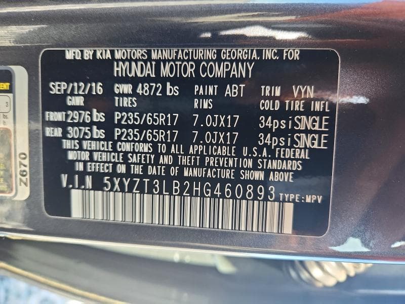 2017 HYUNDAI SANTA FE SPORT 2.4L 13