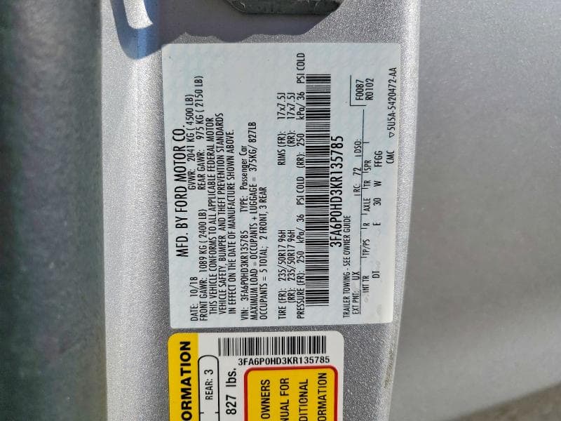 2019 FORD FUSION SE SE 12