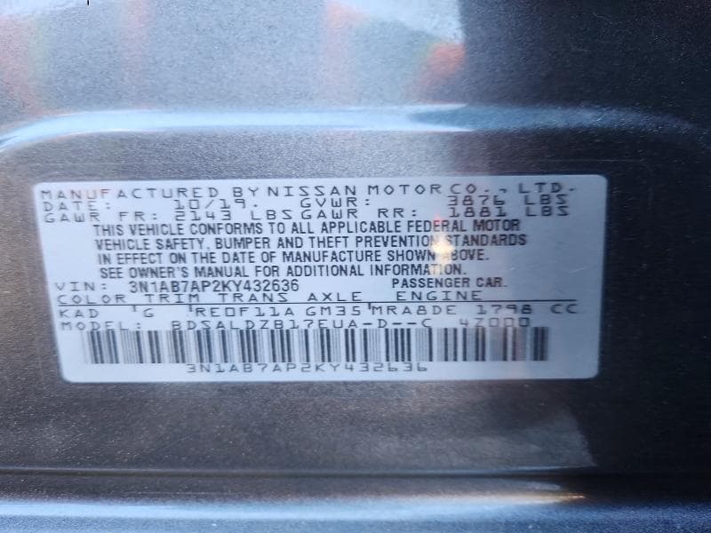 2019 NISSAN SENTRA SV SV 13