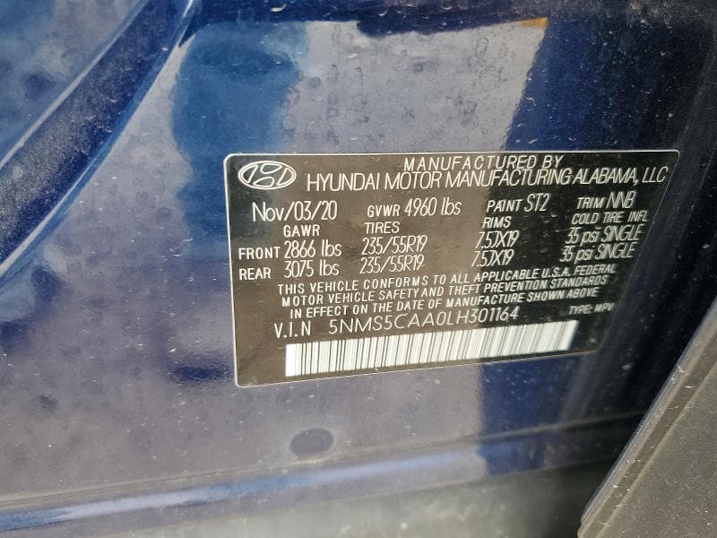 2020 HYUNDAI SANTA FE LIMITED 2.0T LIMITED 2.0T 12