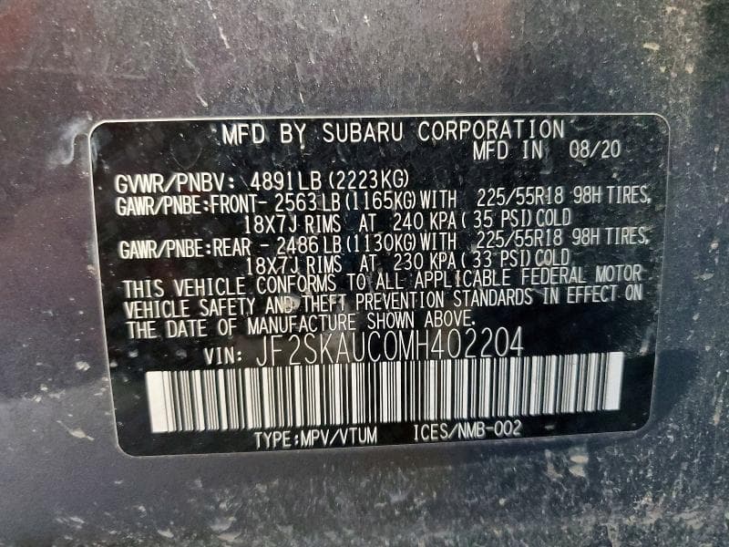 2021 SUBARU FORESTER LIMITED 13