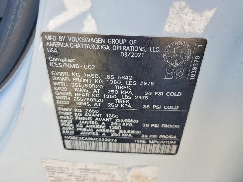 2021 VOLKSWAGEN ATLAS CROSS SPORT SEL SEL 13