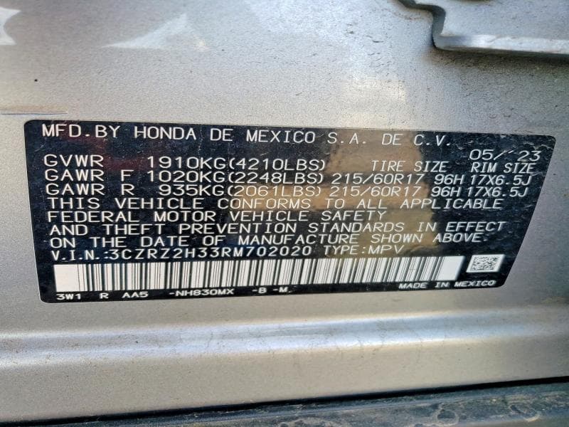 2024 HONDA HR-V LX 12