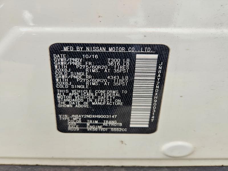 2017 NISSAN ARMADA PLATINUM PLATINUM 14