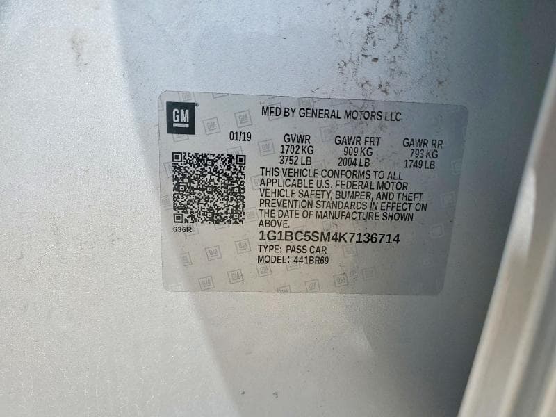 2019 CHEVROLET CRUZE LS LS 12