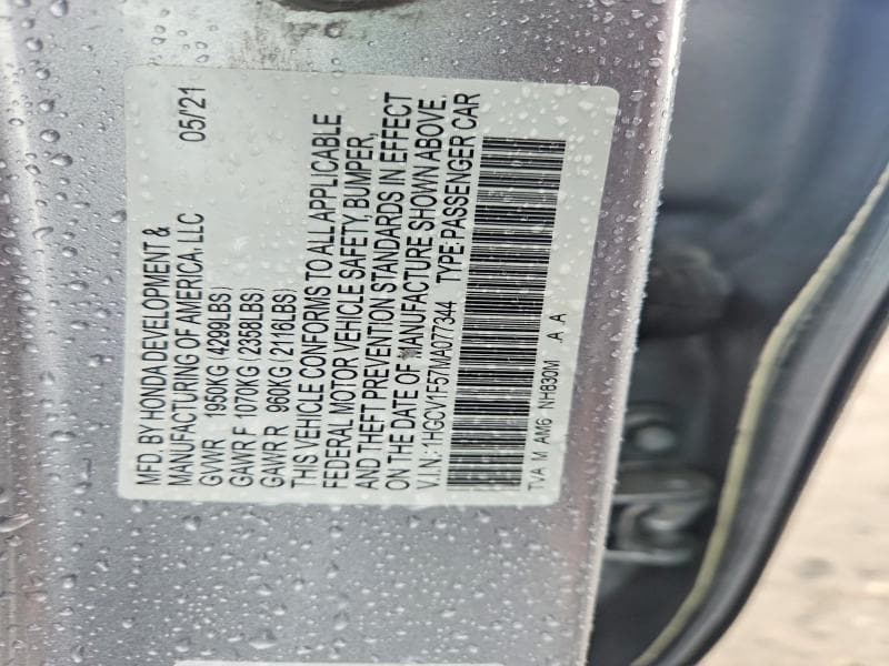 2021 HONDA ACCORD EXL EXL 12