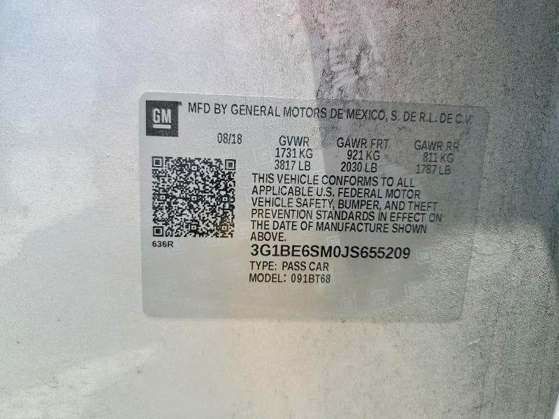 2018 CHEVROLET CRUZE LT LT 12