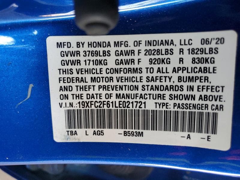 2020 HONDA CIVIC LX 12