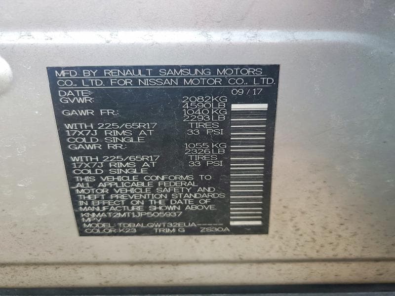 2018 NISSAN ROGUE SV 12