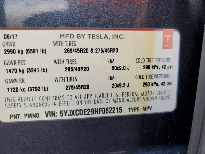 2017 TESLA MODEL X 100D 14