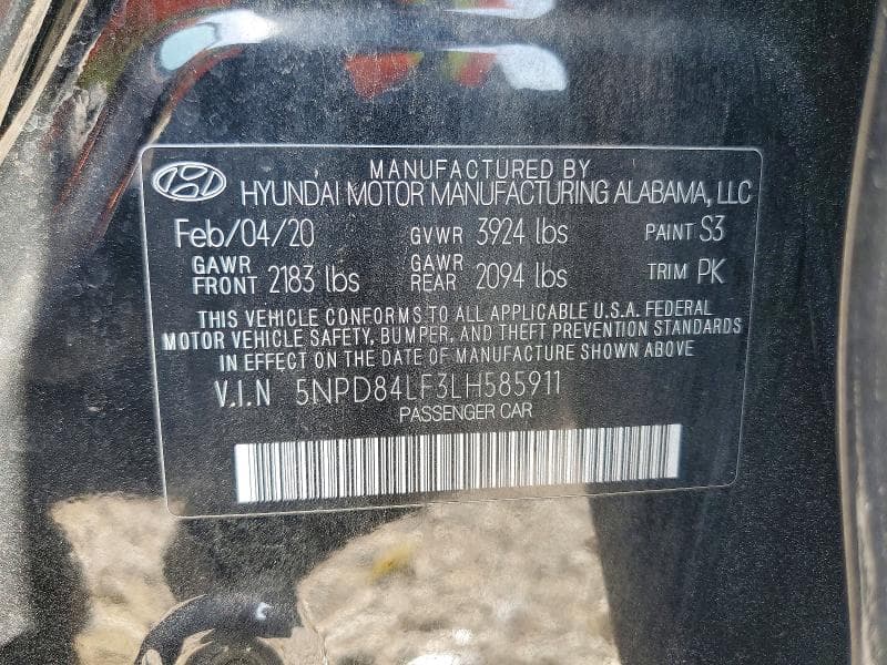 2020 HYUNDAI ELANTRA SEL SEL 12