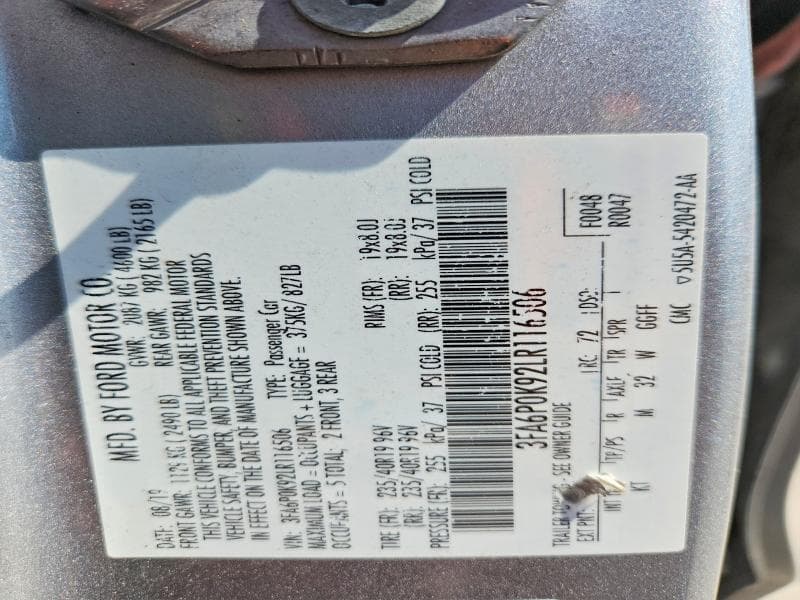 2020 FORD FUSION TITANIUM TITANIUM 12