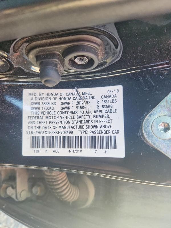 2019 HONDA CIVIC SI 12