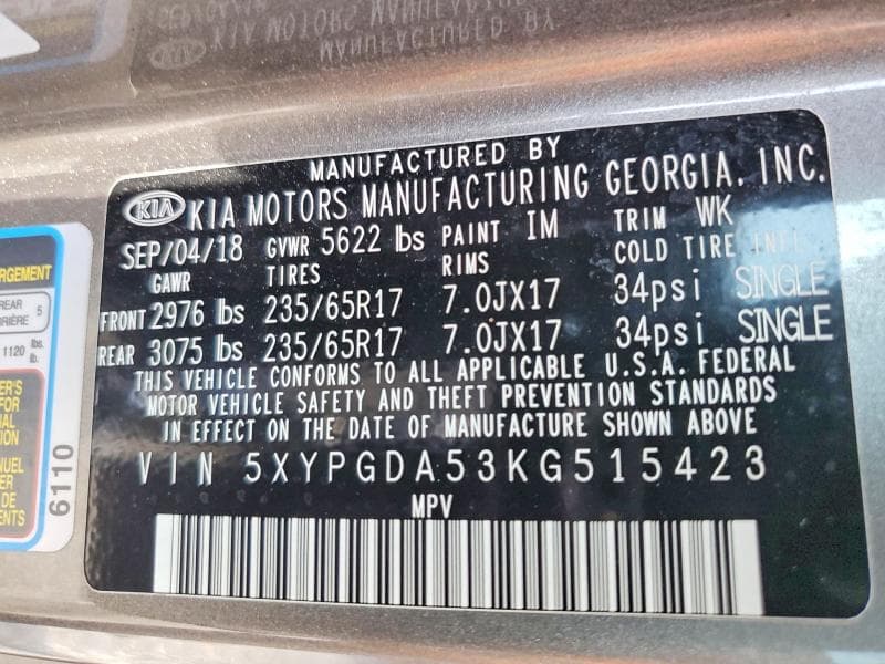 2019 KIA SORENTO LX V6 14