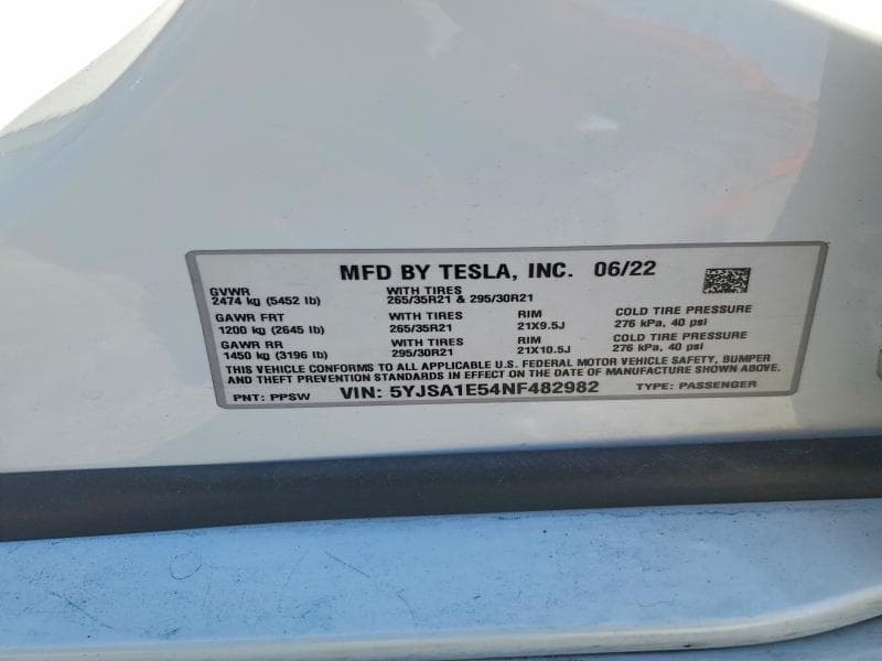 2022 TESLA MODEL S 12
