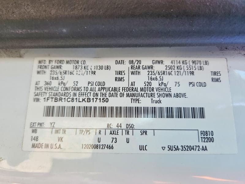 2020 FORD TRANSIT T-250 14